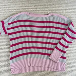 Vineyard Vines Striped Pink and Gray Women's Sweater